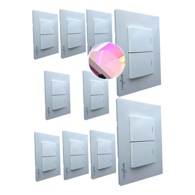 Pack 10 Pz Placa Armada Apagador Doble Acrilico Bco Cristal Color Blanco
