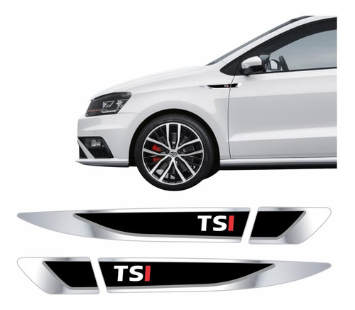 Par Emblema Adesivo Volkswagen Vw Polo Virtus Golf Jetta Tsi Resinado Cromado Aplique Lateral Res18 Fgc