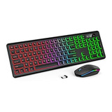 Combo Teclado Y Mouse Bluetooth Trueque Usb Con Rgb -negro