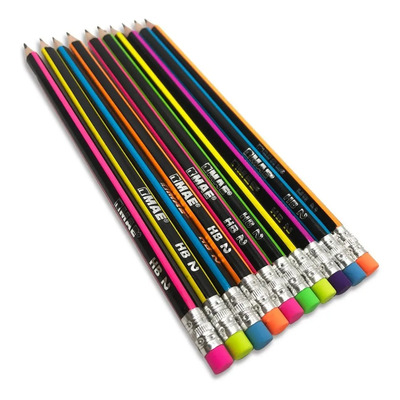 Lápices Triangulares Neón MAE Madera Grafito No. 2 Pack 12 Unidades | MercadoLibre