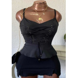 Conjunto Blusa Peplum + Short Saia Temos Plus Size 