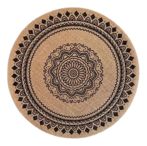 Individual Centro De Mesa De Arpillera Moderno Mandala 38cm