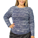 Blusa Feminina Plus Size Em Tricot Luxo Tricô Inverno