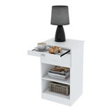 Mesa De Luz Moderna Desayunador Dormitorio Blanco Cajón    