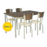 Combo Juego Cocina Comedor  Mesa 1,10  + 4 Sillas Mod. 12