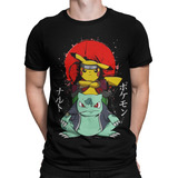 Camisa, Camiseta Desenho Anime Pokemon Pikachu Bulbasaur 2