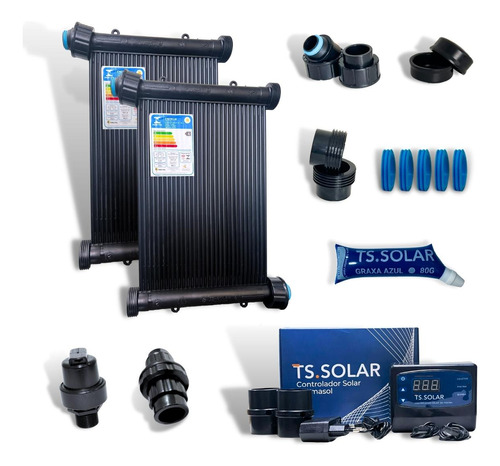 Kit Aquecimento Solar Piscina 11 Placas 3mt+ Control+ Valvs