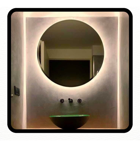 Espejo Luz Led 50 Cm Biselado Redondo Para Baño Accesorios