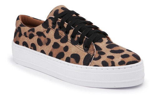 Tênis Casual Feminino Animal Print  Cadarço Conforto