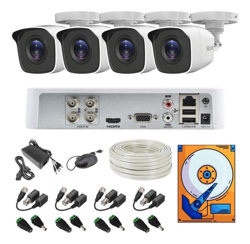 Kit Video Vigilancia 4 Cámaras Hd 1080p / 2mp Utp Baluns 1tb