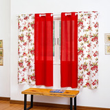 Cortina Florata Para Sala Ou Quarto 2,80 X 1,40 Metro Cor Vermelho/estampa