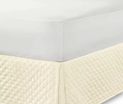 Saia Para Cama Box Solteiro Matelada Microfibra Cor Palha