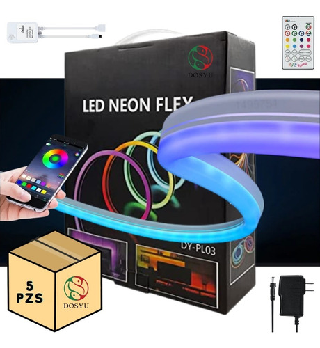 Luces Led Neón Flex Rgb Decorativas Audiorítmica 5 Mts 5 Pzs