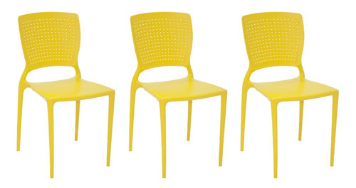 Combo 3 Cadeiras De Jantar Safira Amarela Tramontina