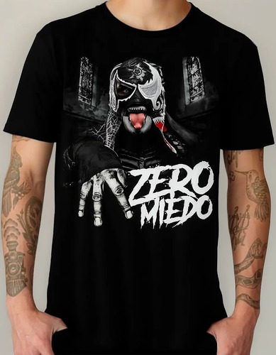 Playera Negra Zero Miedo Algodón Peinado 100%