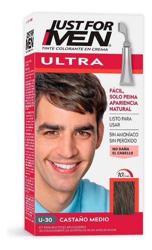 Kit Tinte Just For Men  Ultra Ultra Tono U-30 Castaño Medio Para Cabello