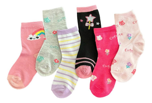 Kit 6 Pares De Meias Feminina Infantil Menina