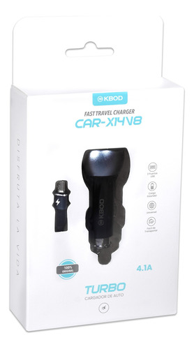 Cargador Para Auto Kbod Carx14v8 Carga Rápida X2 Usb 4.1a V8