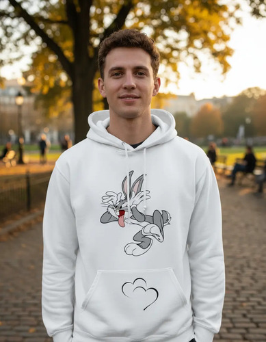 Sudadera Con Gorro Bugs Bunny Looney Tunes Love Amistad