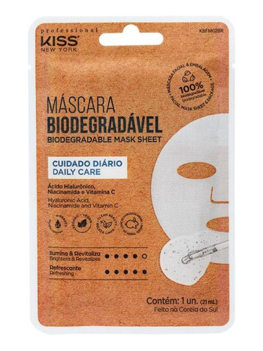 Máscara Facial Biodegradável Cuidado Diário - Kiss New York