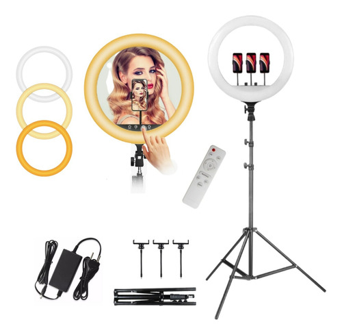 Iluminador Ring Light Anel Luz 55cm 22polegadas Com Tripé 2m