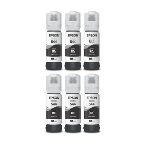 Kit 6 Refil Tinta Para Epson T544 L3110 L3150 L3250 Preto