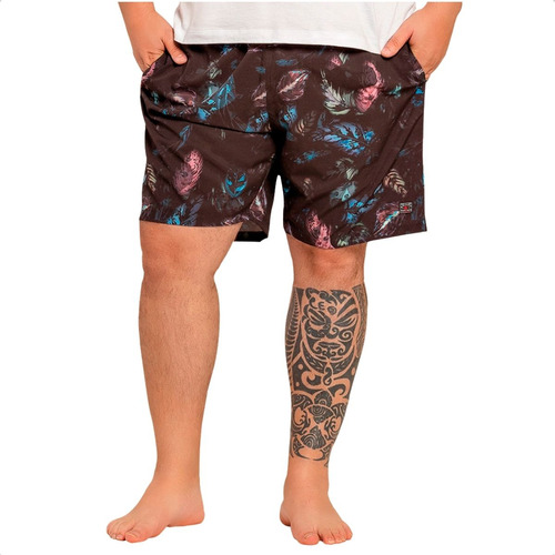 Shorts Bermuda Masculina Tactel Plus Size Estampa Floral