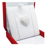 Conjunto Plata 925 Italiano Cadena Corazon Piedras 45/50cm 3