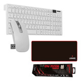 Kit Teclado Mouse Wireless iMac iPad Gamer Phone Smartv Mouse Branco Teclado Branco