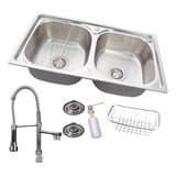 Kit Cuba Dupla Gourmet Cozinha Aço Inox E Torneira Gourmet