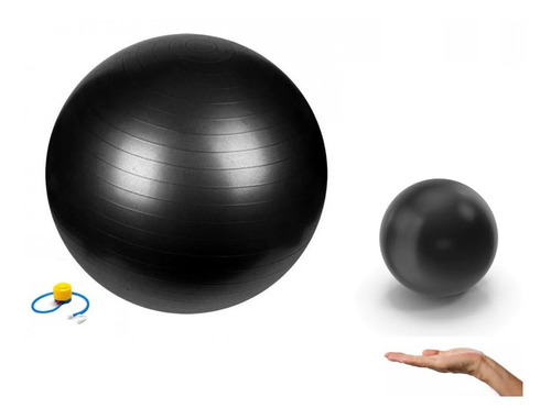 Kit Bola De Pilates Suíça C/ Bomba 65cm + Bola Overball 25cm
