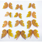 Mariposas Decorativas 3d Papel Pared Oro Rosa Dorado