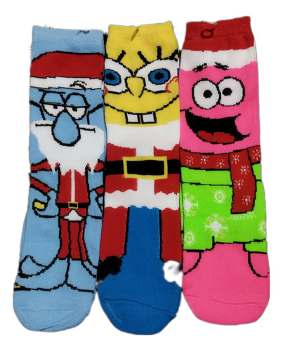 Calcetas Locas Estilo Bob Esponja Navidadeño 