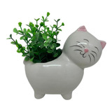 Vaso Decorativo Gatinho Tamanho Médio Branco