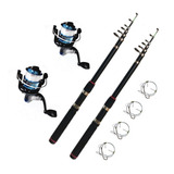 Combo De Pesca: 2 Reel + 2 Cañas 2.10mts + 4 Líneas Oferta