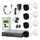 Dahua Kit De Video Vigilancia 4 Cámaras 2 Mp Metalicas Disco Duro De 3 Tb + Transceptores Kit Cctv Con Busqueda Inteligente De Alta Resolución