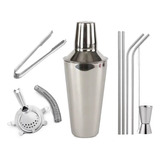 Set Kit Cocteleria Bartender Barman Para Tragos Acero Inox