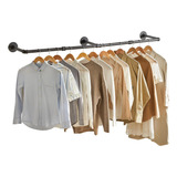 70 Inch Industrial Pipe Clothes Bar Rack, Wall Mounted Garme