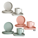 Set Juego Vajilla Platos+tazas Porcelana 10pz