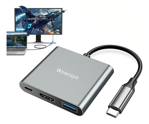 Adaptador Usb C A Hdmi 4k Ethernet Usb 3.0 Tipo C Hub 3 En 1