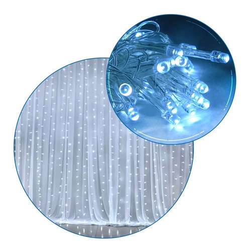 Cortina Lluvia Led Frio Calida 3x3 M 12tira 220v Navidad 