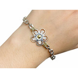 Pulsera Plata Y Oro Mujer Flor. Regalo. Belgrano