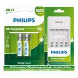 Carragador + Pilhas Pequena Aa Recarregável Philips Original