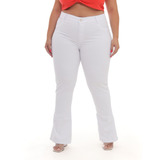 Roupa Branca Calça Flare Plus Size Tamanhos Grande Com Lycra