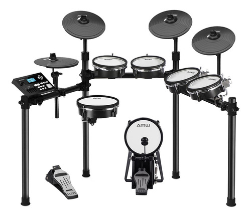 Amw Ed6x Pro Bateria Eletrônica Expandida Com Pads Mesh Premium Dual Zone Pratos Dual Zone Mais Choke Modulo Com 450 Sons