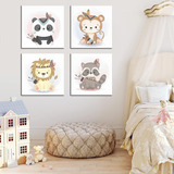 Cuadros Decorativos Niños Animalitos Acuarela Habitación 