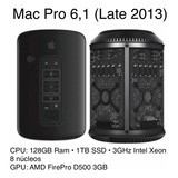 Mac Pro 6.1 (late 2013)  128gb Ram  1tb Ssd  3gb Amd D500