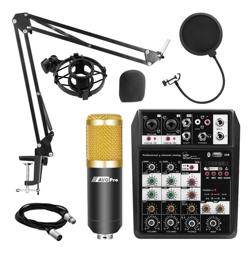 Kit Locucion Radio Mic Condenser Placa Sonido Usb Accesorio