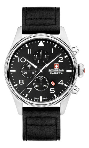 Reloj Swiss Military Smwgc0000401 Para Hombre Cronografo Color De La Malla Negro Color Del Bisel Plateado Color Del Fondo Negro