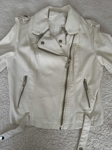 Campera De Símil Cuero Off White - Talle 36 Small. Impecable